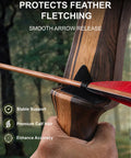 Close-up of hand holding traditional bow with five pairs traditional recurve bow hair arrow rests pre cut leather shelf pads
