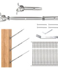Swageless Cable Railing Kit For Wood Posts, 20-Set With Toggle Turnbuckle Hardware In T316 Stainless Steel, No Crimp Tool Needed