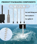 Ice Anchor Tool Kit For Ice Fishing Shelter Setup With Drill Bit Adapters Four Tent Nails One Impact Socket