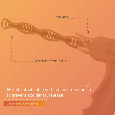Close-up of 25 Foot Drain Auger Snake For Fast Clog Busting Flexible Quarter Inch Steel Cable Works On One And A Quarter To Two Inch Pipes