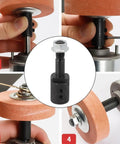 Spindle Adapter For Grinders And Drills Pro Grade Boss Level Polishing Accessory Kit showing adapter installation steps with a disc
