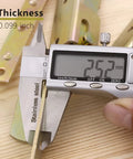 Measuring thickness of Heavy Duty Bed Rail Brackets Set Of Four Gold Anti Rust Steel Frame Hardware with caliper.