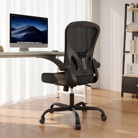 Ergonomic Mesh Desk Chair With 330Lbs Capacity, High Back Support, Flip Up Armrests, Adjustable Lumbar, Rolling Chair