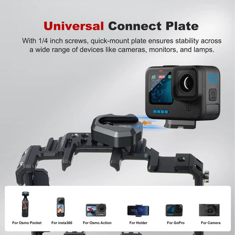 Compact Aluminum Quick Release Plate System With One Quarter Inch Screw For Camera Tripods Gimbals Monopods And Video Monitors