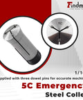 Rugged Shop Favorite 5C Emergency Tool Steel Collet 1/16 Inch with dowel pins for accurate lathe and CNC machining.