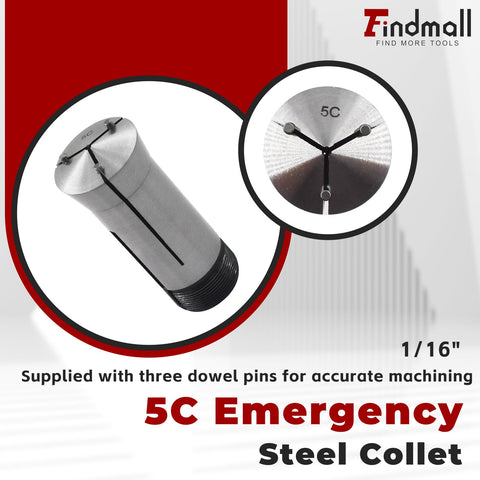 Rugged Shop Favorite 5C Emergency Tool Steel Collet 1/16 Inch with dowel pins for accurate lathe and CNC machining.