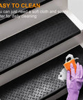 Cleaning Non Slip Rubber Stair Treads 29.69 By 9.85 Inches Six Pack Durable Outdoor Step Mats, easy to maintain with a sponge.