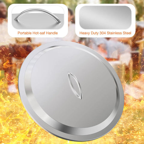 Fire Pit Lid For Solo Stove Bonfire 19.5 Inch Stainless Steel Cover For Outdoor Camping And Backyard Use All Weather Shield