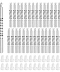 Top Tier Window Screen Plunger Latches With Snappy Aluminum Pins And Heavy Duty Coils For Patio Screens 5/32 Inch By 1 Half Inch Replacement Kit, showing 30 aluminum pins and caps.