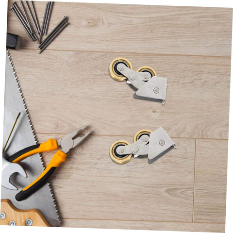 Two Pack Sliding Door Rollers For Cabinet And Pocket Doors Sleek Track Pulley Hardware shown with installation tools