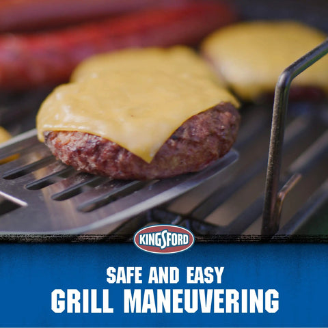 Stainless Steel Grill Spatula With Wide Blade And Beveled Edge For Easy Flips And Stable Lifts Of Burgers, Veggies, And Delicate Fish