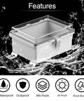 ABS Junction Box Enclosure With Hinged Clear Cover And Stainless Steel Latch IP67 Waterproof Rugged Outdoor Electrical Project Box