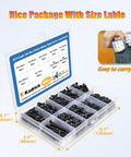 M4 Screw Kit With Nuts And Washers Kadrick 600Pcs Alloy Steel Grade 10.9 Hex Socket Button Head Bolts in size-labeled box