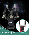 Mini 40mm Guide Scope Bundle With Universal Dovetail Base For Telescopes showing adjustment screws, fits finder rails.