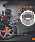 Beefed Up Front Wheel Hub Bearing For Ford Edge, Lexus ES And RX, Lincoln MKX, Mazda 6 CX 7 CX 9, Pontiac Vibe, Toyota Avalon Camry Highlander Matrix Sienna Solara Venza Replacement Wheel Hub Assembly displayed next to vehicle suspension diagram