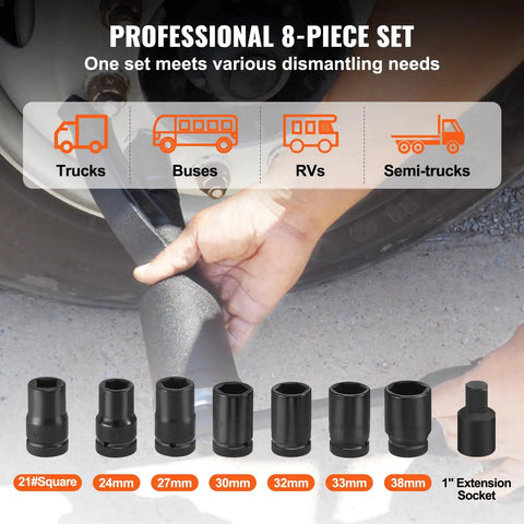 Beast 1 Inch Drive Torque Multiplier Wrench Set With 1:64 Gear Ratio Delivers Up To 6,800 Nm Torque Includes 8 Sockets 24-38mm And Storage Case Heavy Duty Lug Nut Remover For Cars Trucks And Workshop