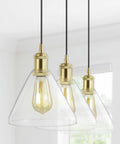 Brass Gold And Black 3-Light Linear Pendant Light For Kitchen Island And Dining Room, Adjustable Height, Modern Farmhouse Vibe, Energy Saving LED Bulbs Included