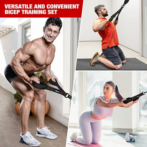 Heavy resistance bands with handles for home gym, tricep and bicep training, shoulder and forearm strength training, versatile use