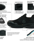 Indestructible Slip On Steel Toe Shoes For Men Built Tough For Work Non Slip Lightweight Safety Sneakers ASTM F2413-24 Black Size 7