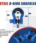 Beefed Up Off Road Recovery Kit With 3 Inch By 8 Foot Tree Saver Strap, 3/4 Inch D Ring Shackles, 10 Ton Snatch Block Pulley, And Storage Bag For Truck SUV ATV 4x4 steel D-ring shackle with 5 inch body and 3/4 inch pin
