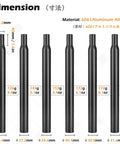 Dimensions of Beefy Aluminum Bike Seat Post 350mm Length with multiple diameters, polished anodized finish