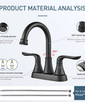 4 Inch Centerset Bathroom Sink Faucet with 2 Handles Chrome Finish, Durable SUS304 Stainless Steel, 360 Degree Swivel Spout