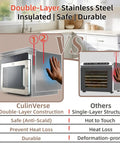 Image comparing CulinVerse double-layer stainless steel food dehydrator safety and insulation features.