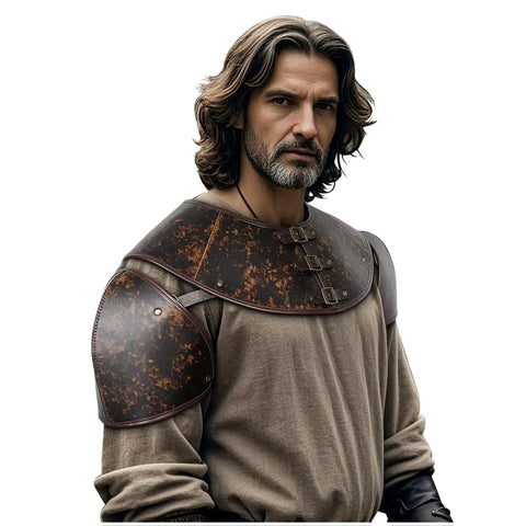 Medieval Leather Pauldron Shoulder Armor For Viking Knight Cosplay Larp Ren Faire Costume Brown Faux Leather With Collar Buckle
