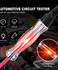 Pro Grade Led Automotive Circuit Tester Light With 6 to 24V Range And 135 Inch PU Extended Spring Wire Sharp Steel Probe