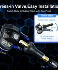 4 Pack TPMS Sensor MX Sensor 2 In 1 Dual Frequency 315MHz 433MHz Press In OE Level Programmable Tire Pressure Sensor With Rubber Valve Stem For TS508 TS408 TS608 MS906PRO TS shown with press-in rubber valve stem