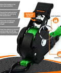 Super Sweet Retractable Ratchet Straps 1 Inch By 12 Feet 4pk with locking mechanism and release button for secure use.
