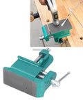Heavy Duty Iron Bench Vise With Wide Jaw Clamps For Rock Solid Woodworking And Metalworking Holddown Tool in use with hammer.