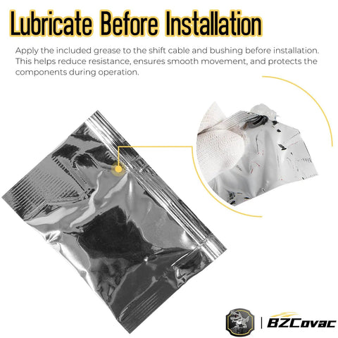 Lubricant pack included in Gear Shift Cable Bushing Repair Kit With Install Tool for Transmission Shifter Cables