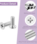 Premium 304 Stainless Steel Phillips Pan Head Machine Screws Assortment 300 Pcs showcasing detailed screw design and finish.