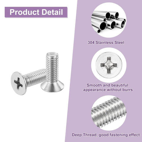 Premium 304 Stainless Steel Phillips Pan Head Machine Screws Assortment 300 Pcs showcasing detailed screw design and finish.
