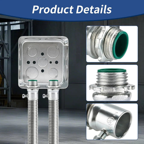 Rugged 1/2 Inch EMT Set Screw Connector With Insulated Throat Protection And Corrosion Resistant Zinc Plated Steel For Secure Electrical Conduit Connections In A Heavy Duty 25 Pack For Tradesmen And Diy Guys Doing Quick Wiring Work Indoors showcased in a detailed product image.
