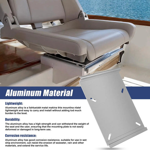 Versatile Jon Boat Bench Seat Mount Plate For Easy Side-To-Side Swivel And Quick Access, Durable aluminum mount installed on boat seat