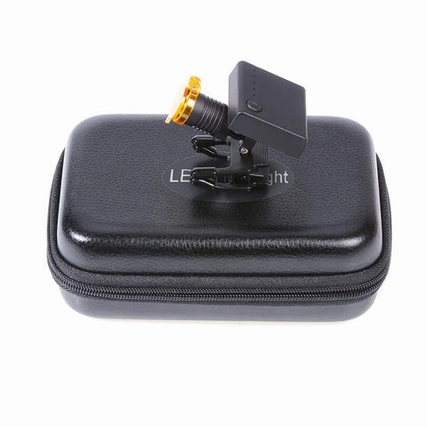 3W LED Headlamp With Filter Clip For Loupes on black carrying case