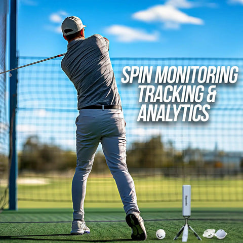 Golfer using Dot Marker For MLM2Pro Launch Monitor Spin Tracking And Swing Analytics Easy Golf Ball Marking Template on range