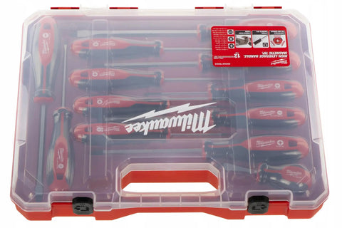 12 Piece Tri Lobe Screwdriver Set With Anti Roll Handles And Three Sided Collar For Solid Grip Permanent Visible ID Markings