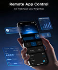 Real Talk Smart Countertop Ice Maker Cranks Out Fresh Ice In Three Minutes with remote app control interface.