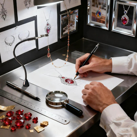 Design workspace with Magnetic Helping Hands Soldering Tool With Four Flexible Gooseneck Clamps And A Strong Magnetic Base, jewelry sketches