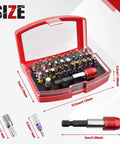 Dope 32-Piece Screwdriver Bit Set For Any Home DIY Job Includes Hex Slotted Phillips Torx Star Security Heads Plus Adapter And Locking Extension To Bust Furniture Assembly Easy.. red case with 32 S2 steel bits, adapter, and locking extension