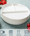 Ten Inch Ceramic Divided Plates Set Of Four With Three Compartments For Balanced Meals Portion Control