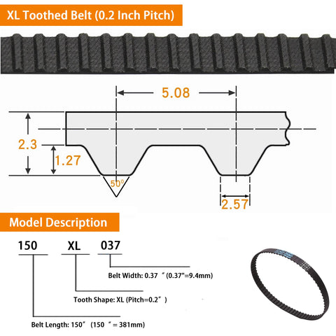 Closed Loop Timing Belt Set For Industrial Machinery, Three Eighths Inch Wide, Two Tenths Inch Pitch, Fourteen Inch Length, Seventy Teeth, Neoprene With Fiberglass Core, Heavy Duty Lathe Belt Replacement For Industrial Drives, Works With Various Drive
