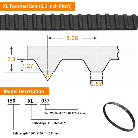 Close Loop 18 Inch Timing Belt Set, 3/8 Inch Wide, 0.2 Inch Pitch, 90 Teeth, Neoprene With Fiberglass Core, Durable Industrial Drive Belt Replacement, Lathe Belt, 2 Pieces