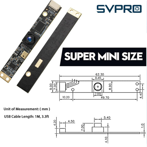 8MP USB Camera Module With Microphone For Laser Engravers And PCs, showing dimensions and circuit board details.