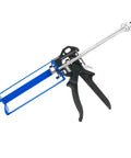 Heavy Duty All Metal Adhesive Dispenser Gun For 250mL Cartridges, 2 Part Epoxy, 10:1 Mix Ratio, side view.