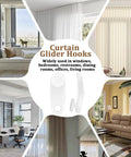 50 Pack White Plastic Traverse Rod Slides And Metal Curtain Hooks For Easy Smooth Curtain Hanging Durable No Fuss Window Drapery Track Replacement Kit With Quick Install white glider hooks in rooms