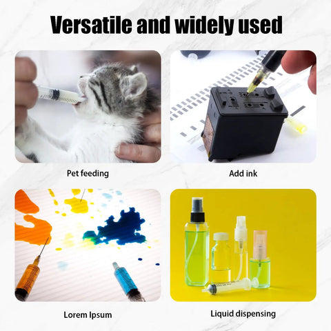 Applicator Syringe Set With Blunt Tip Needles And Luer Lock Caps For Precise Bonding And Easy Flow Pro Grade Build Includes 1ml 3ml 5ml 10ml And 20ml Syringes With Sealed Caps And Durable Dispenser Tips., syringe set used for pet feeding, ink filling, liquid dispensing